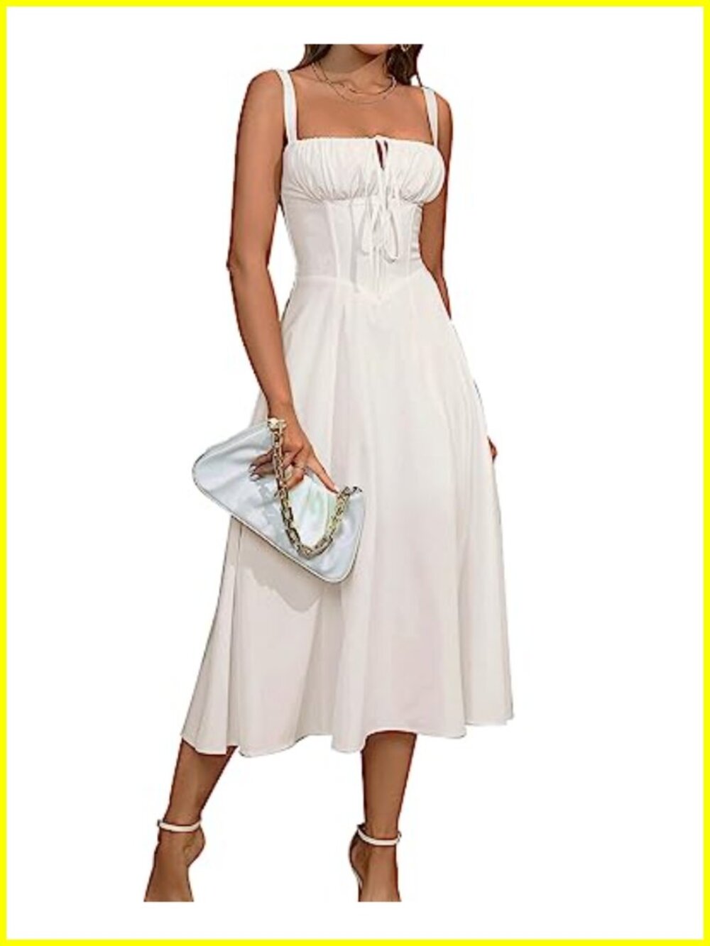 Corset Midi Wedding Guest Milkmaid Tea Party Flowy Sundress Women's Sleeveless
